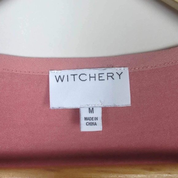 Witchery Women’s Ruffle Hem Top Blouse Pink Asymmetric Hi Low Hem Size M 12 - Picture 3 of 7